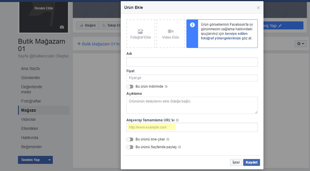 facebook urun listeleme